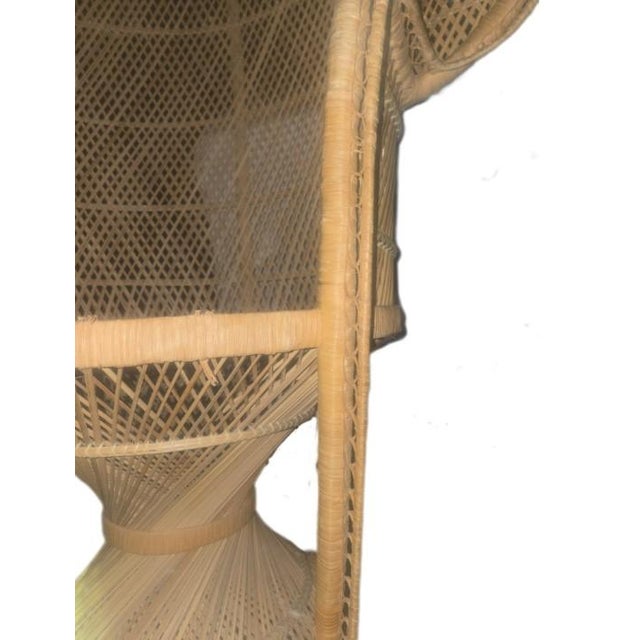 Tan 1970s Vintage Bohemian Woven Rattan Peacock Chair For Sale - Image 8 of 15