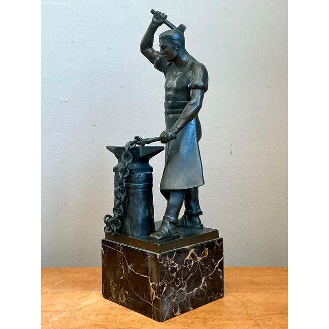 Vintage Bronze Blacksmith Sculpture For Sale - Image 4 of 14