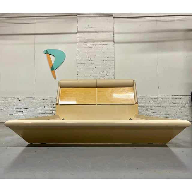 Giorgio Collection Burled Satinwood & Leather Queen Bed For Sale - Image 4 of 9