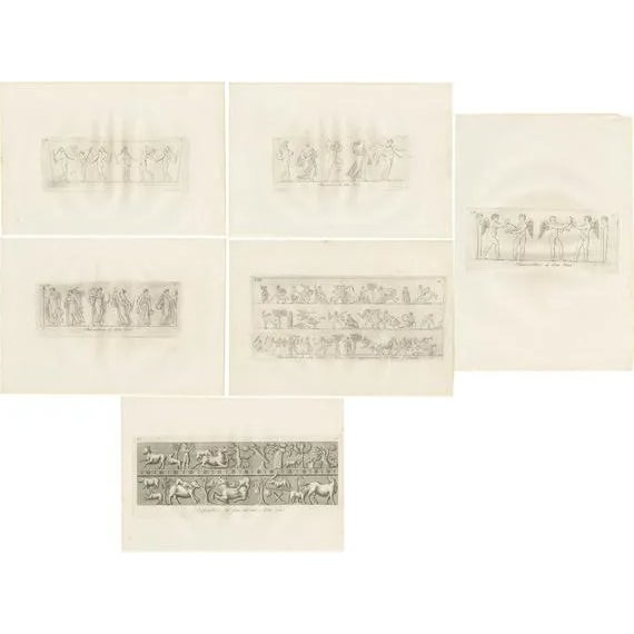 Carlo Antonini, Vases and Tazzas, 1821, Paper, Set of 6 For Sale
