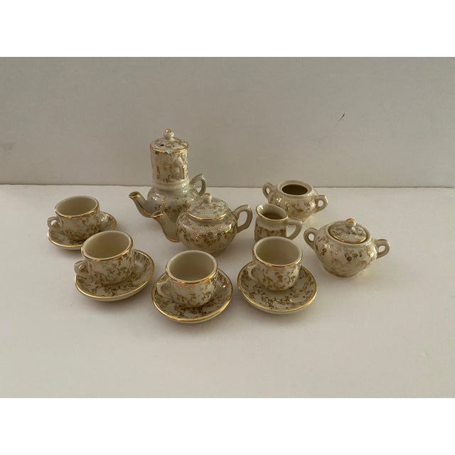 Vintage Gold Filagree Childs Tea Set- 17 Pieces For Sale - Image 11 of 11