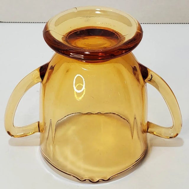 1930s Art Nouveau New Martinsville Amber 44 Glass Open Sugar For Sale - Image 4 of 5