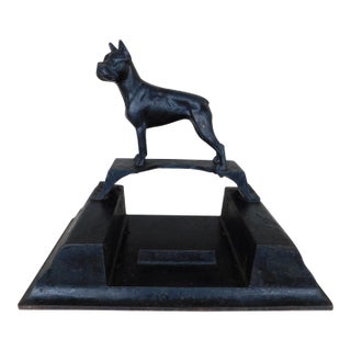 Antique Cast Iron Boxer Bull Dog Boot Scraper For Sale