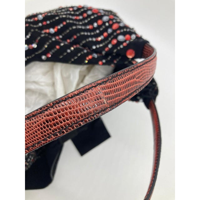 Valentino Black Suede Rhinestone Beaded Bow Tote For Sale - Image 11 of 11