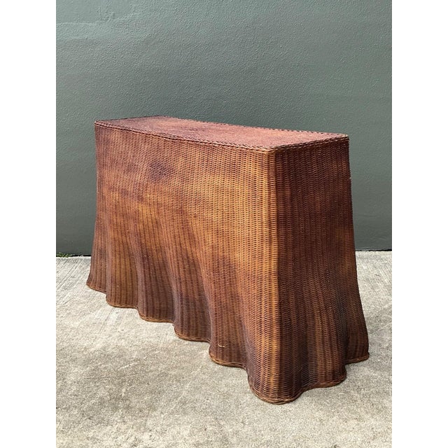 Vintage Woven Rattan Ghost Console Table For Sale - Image 11 of 18
