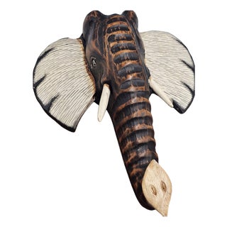 Vintage African Wooden Mask with Elephant Head, 1980s For Sale