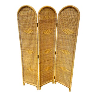 Vintage Mid 20th Century Filipino Rattan Room Divider Screen For Sale