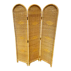 Vintage Mid 20th Century Filipino Rattan Room Divider Screen