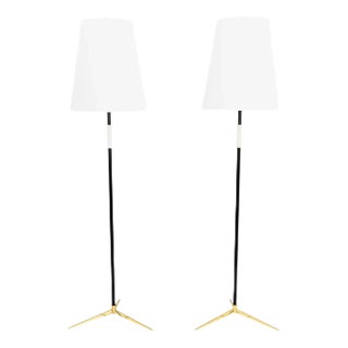 Floor Lamps with Fabric Shades by J. T. Kalmar, 1950s, Set of 2 For Sale