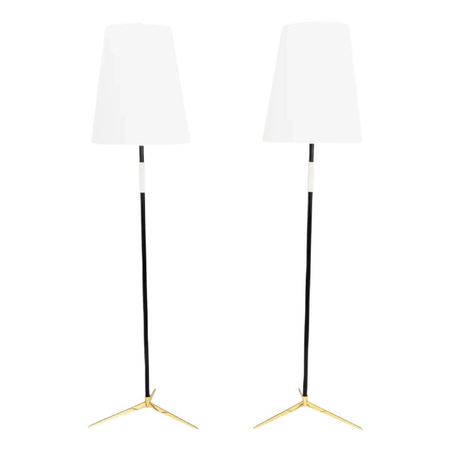 Floor Lamps with Fabric Shades by J. T. Kalmar, 1950s, Set of 2 For Sale