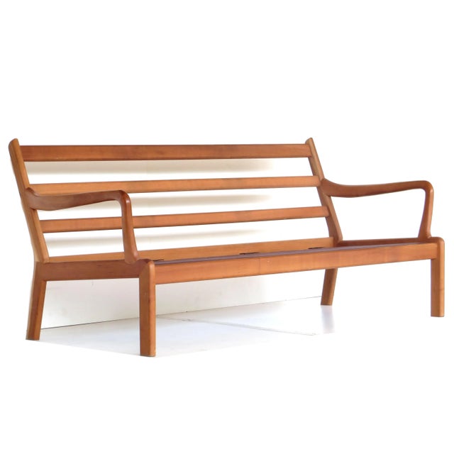 Mid-Century Modern Danish Three Seater Sofa with Wooden Frame in Cherry, 1960s For Sale - Image 3 of 12