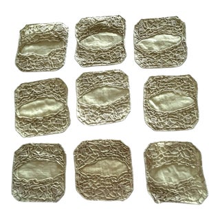 Vintage Tatting Wine Stemware Coaster Vntge Linen Entertaining Traditional Farmhouse Primitive Victorian Edwardian - Set of 9 For Sale