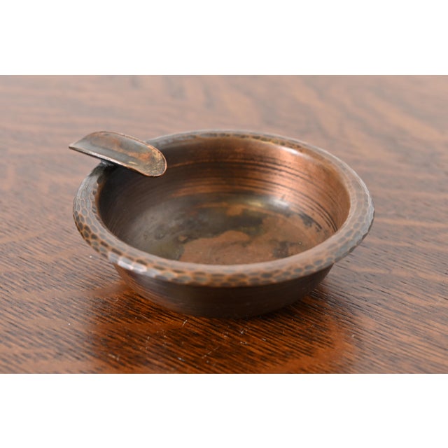 Art Deco Roycroft Arts & Crafts Hammered Copper Ashtray For Sale - Image 3 of 10