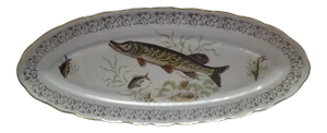 1960s French Hand-Painted Porcelain Fish Platter