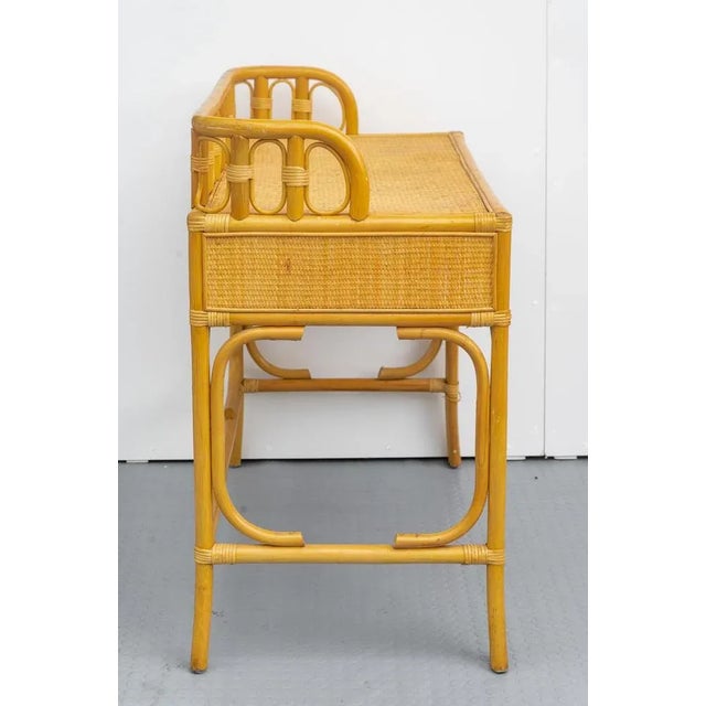 Wood Bamboo and Wicker Writing Desk, 1960s For Sale - Image 7 of 10