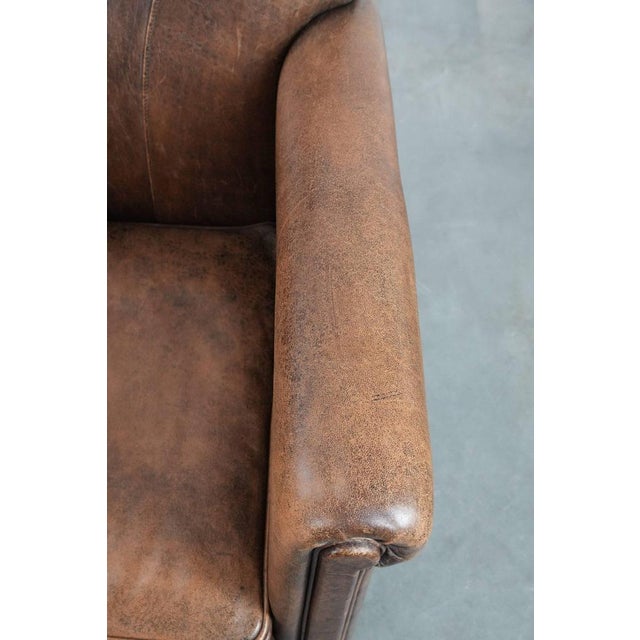 Brown Vintage Sheepskin Club Armchair For Sale - Image 8 of 18