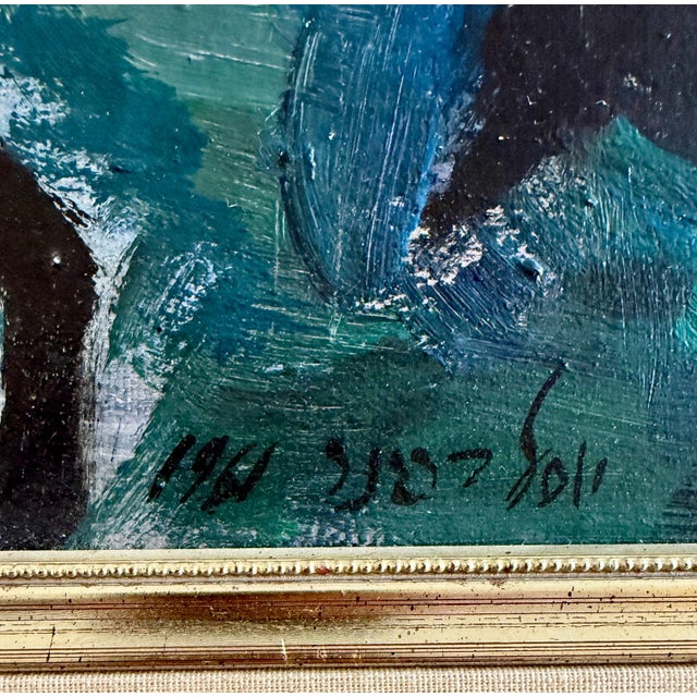 Yosl Bergner, Israeli Expressionist Oil Painting Yosl Bergner Modernist Abstract Composition, 1961 For Sale - Image 13 of 13
