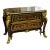 Ornate French Empire-Style Commode – Floral Marquetry Cabinet With Marble Top & Gilt Bronze Accents For Sale