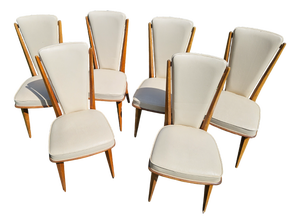 Monobloc White Skai Chairs, 1960, Set of 6