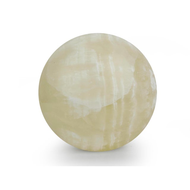 Antique White Late 20th Century Natural Polished Honey Onyx Sphere Orb Sculpture For Sale - Image 8 of 9
