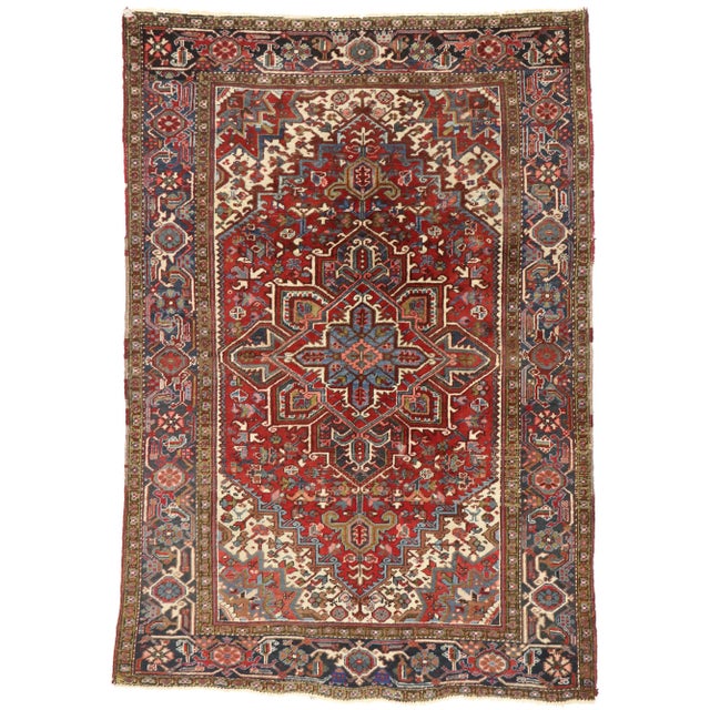 Antique Persian Heriz Rug - 06'03 X 09'00 For Sale - Image 9 of 9