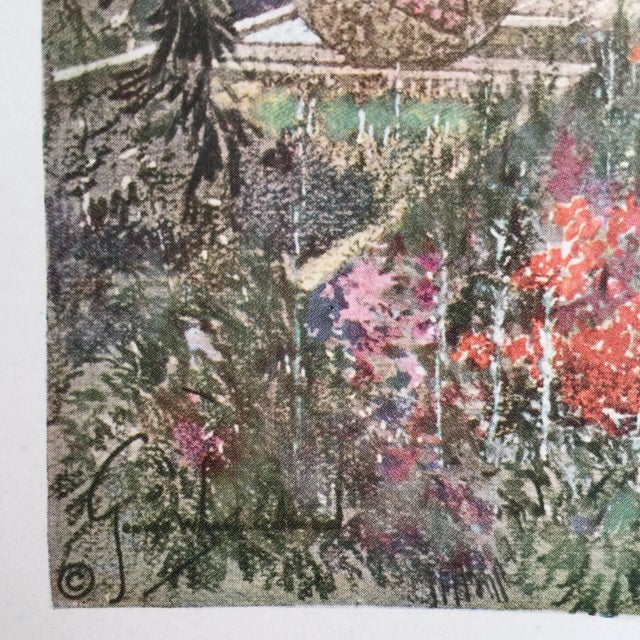 Antique Eiffel Tower and Palais du Trocadero offset lithograph by George Wharton Edwards, 1924. Saved from a portfolio of...