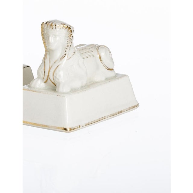 Earthenware Toothpick Holders Shaped Like Sphinxes in Sacavém, Set of 2 For Sale - Image 4 of 8