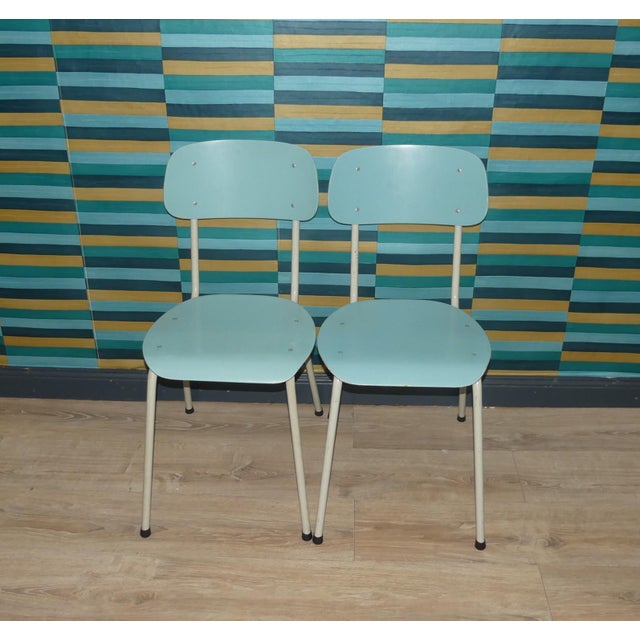 Industrial Industrial Pastel Blue Chairs, Netherlands, 1960s, Set of 2 For Sale - Image 3 of 11