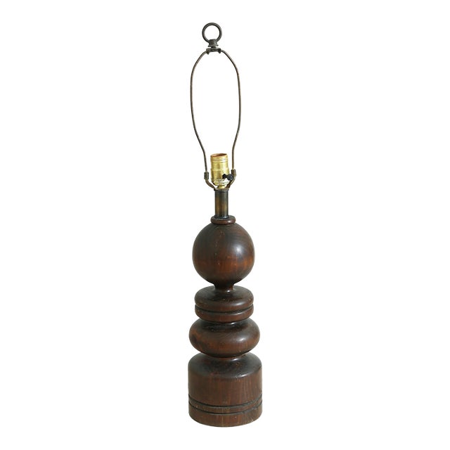 Mid 20th Century Sculptural Wood Table Lamp For Sale