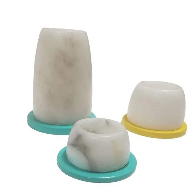 Vintage Albaster Candlestick Holder Set of 3 For Sale - Image 4 of 5