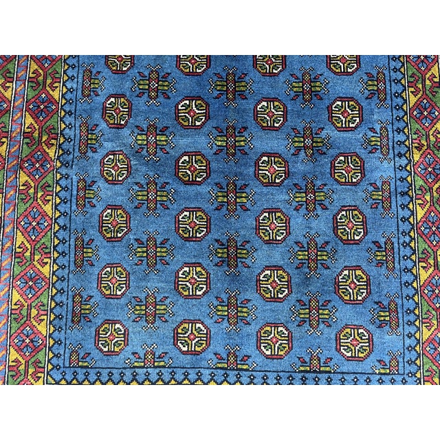 5'1" X 6'5" Blue Turkmen Mori Gul Geometric Rug For Sale - Image 10 of 17