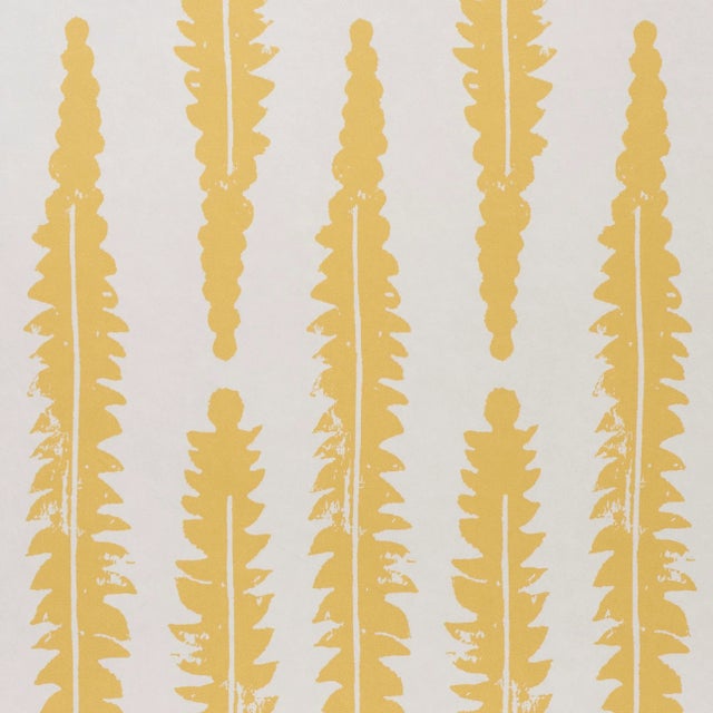 Contemporary Sample - Schumacher x Molly Mahon Fern Wallpaper in Mustard For Sale - Image 3 of 5