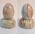 Vintage Carved Soapstone Egg & Rainbow Stone Egg Set of 2 W/ Stands For Sale - Image 9 of 13