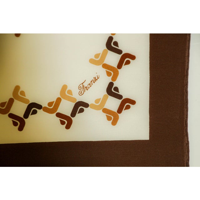 Mid-Century Modern Franzi Silk Scarf Brown and White 1970s For Sale - Image 3 of 12