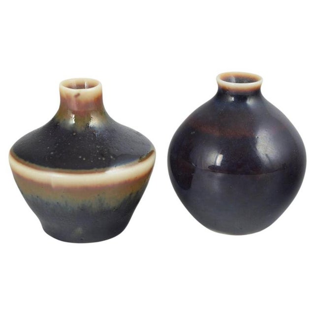 Small Vintage Stoneware Vases by Carl-Harry Stålhane for Rörstrand, Set of 2 For Sale - Image 5 of 5