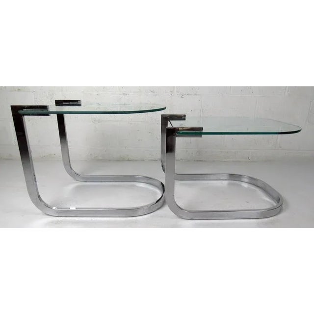 Glass Modern Chrome and Glass Nesting Tables by Design Institute of America - a Pair For Sale - Image 7 of 10