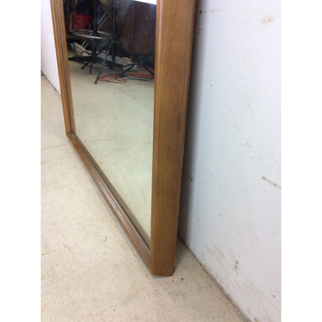 Brown Mid Century Modern Wall Mirror With Beveled Maple Frame For Sale - Image 8 of 12