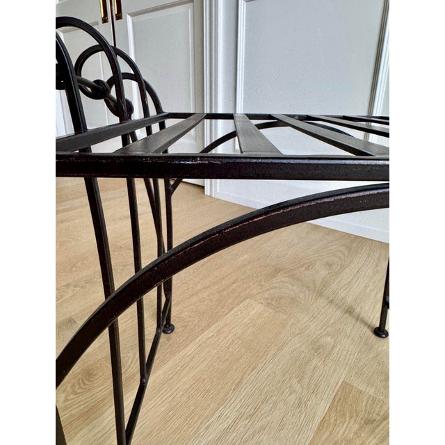 Black Vintage French Hand Forged Wrought Iron Vanity Bench, Heavy For Sale - Image 8 of 10