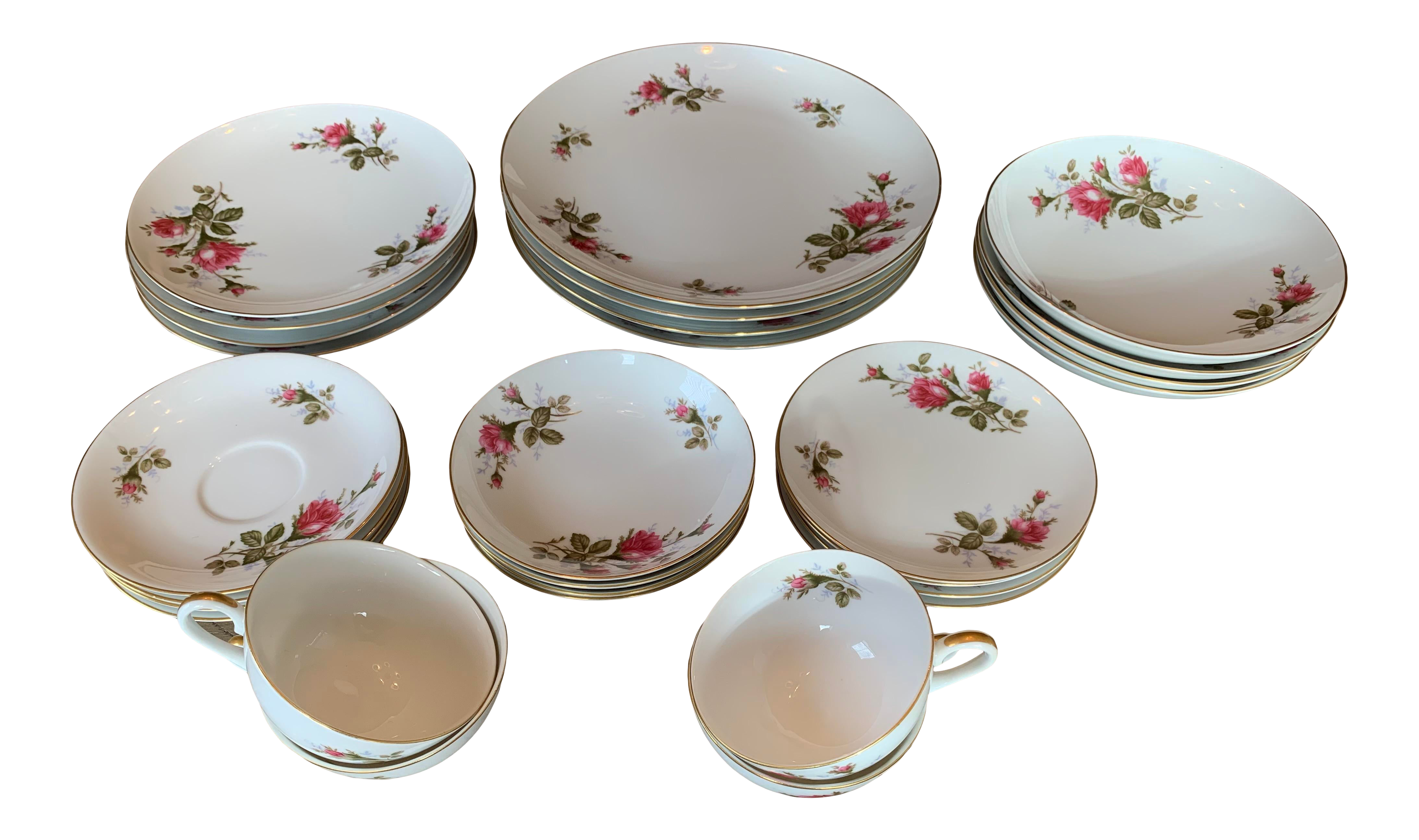 Vintage Moss Rose by Sango Japan China Dinnerware Set- 28 Pieces
