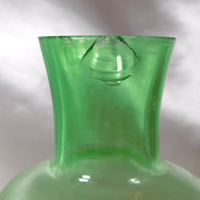 1960s 1960s Bright Green Slender Decanter With Bubble in Base For Sale - Image 5 of 5