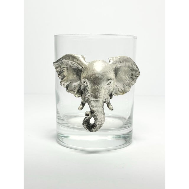 African 1990s Arthur Court “Safari” Elephant Double Old Fashioned Tumbler Glasses - Set of 4 For Sale - Image 3 of 7