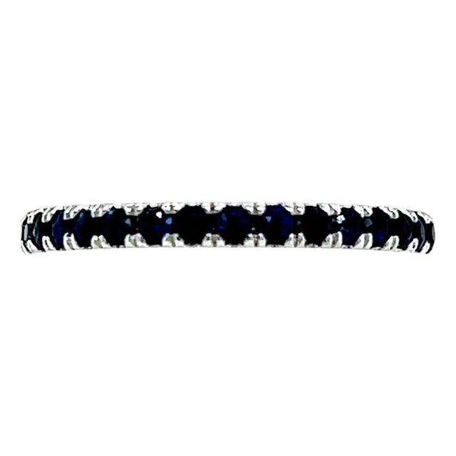 Natural Blue Sapphire Ring 6.5 14k W Gold 0.66 TCW Certified For Sale