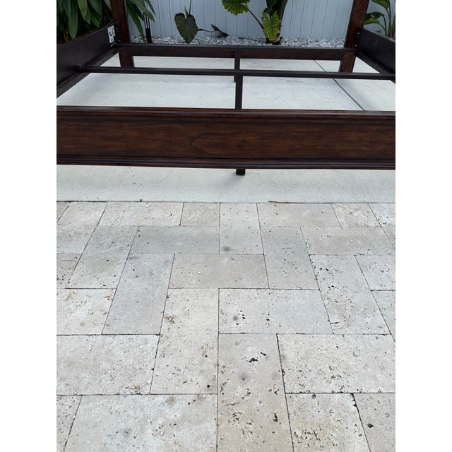 Wood Bernhardt Tufted Lather Headboard King Size Bed For Sale - Image 7 of 12