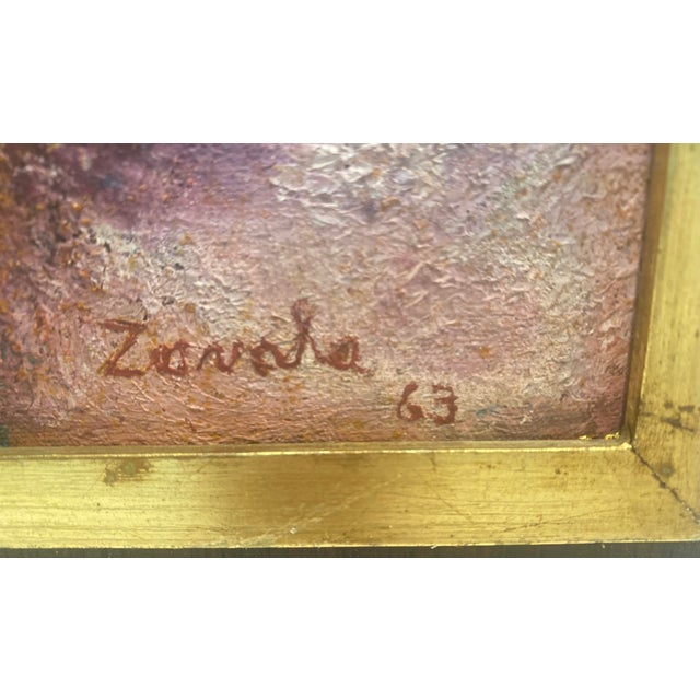 Originally abstract oil painting signed Zavala. Believed to be the work of Mexican artist Enrique Zavala Aguilar. Oil on...