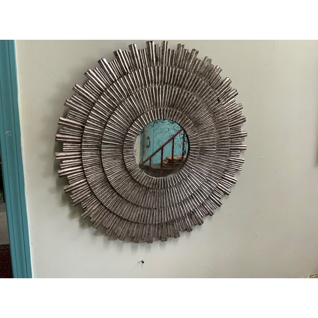 Mid-Century Modern Vintage Silvered Sunburst Mirror For Sale - Image 3 of 13