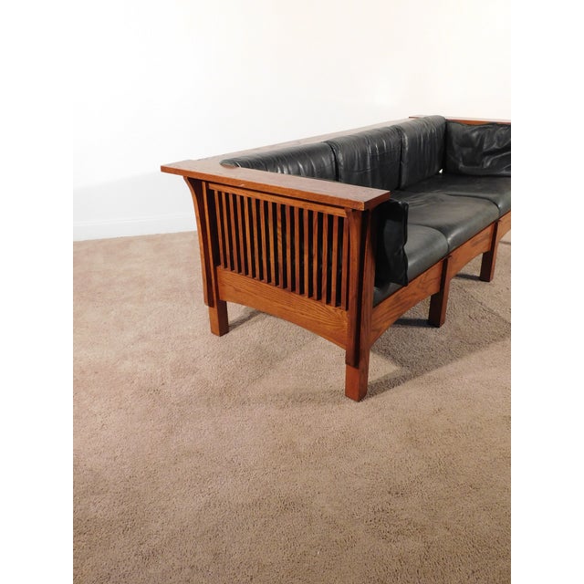 Vintage Kimball Furniture Antique Style Mission Prairie Arts & Crafts Oak Sofa For Sale - Image 9 of 18