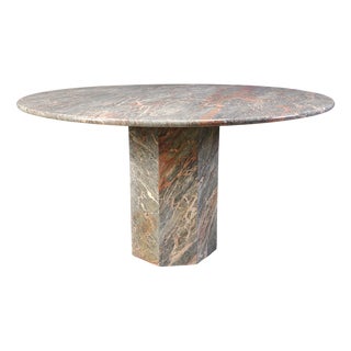 Italian Round Marble Dining Table, 1970s For Sale