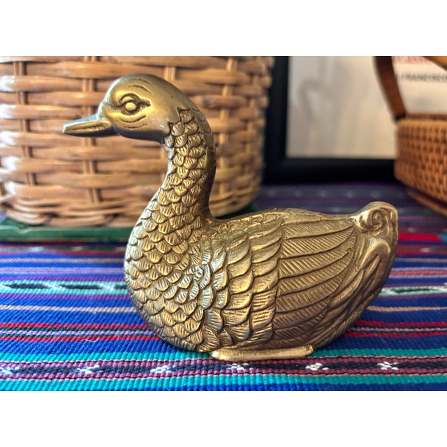 1980s Solid Brass Goose For Sale - Image 4 of 6