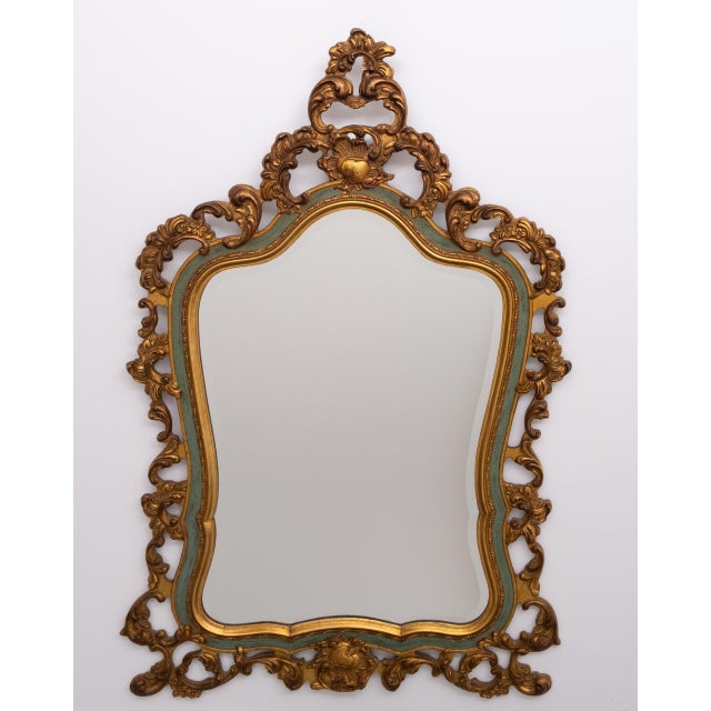 Wood Baroque Louis XV Style Gilded Beveled Mirror, 1950s For Sale - Image 7 of 13