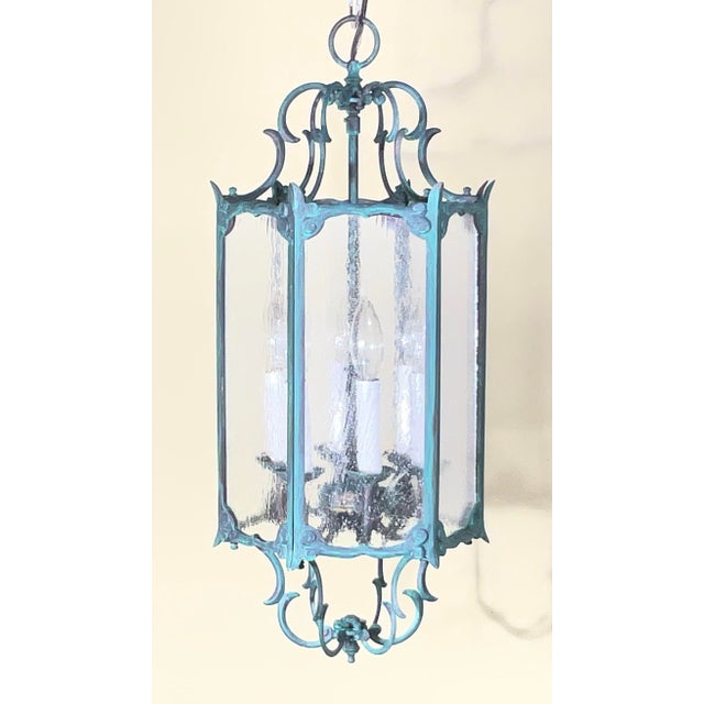 1920s Antique Vintage Solid Brass Chandelier / Lantern For Sale - Image 5 of 18